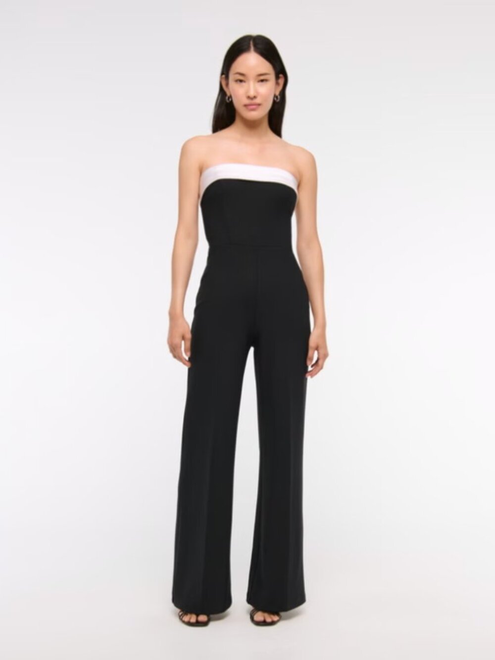 NWT Abercrombie Contrast Strapless Jumpsuit Black XS